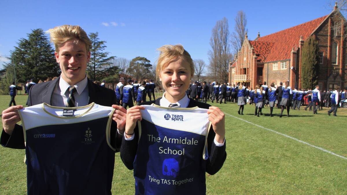 READY TO RUN: Sam Jones and Disa Smart are among more than 200 students who have entered the 14km City to Surf footrace. 