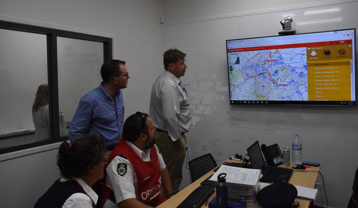 NSW Minister for Emergency Services Troy Grant is shown around the Glen Innes headquarters of the Rural Fire Service.
