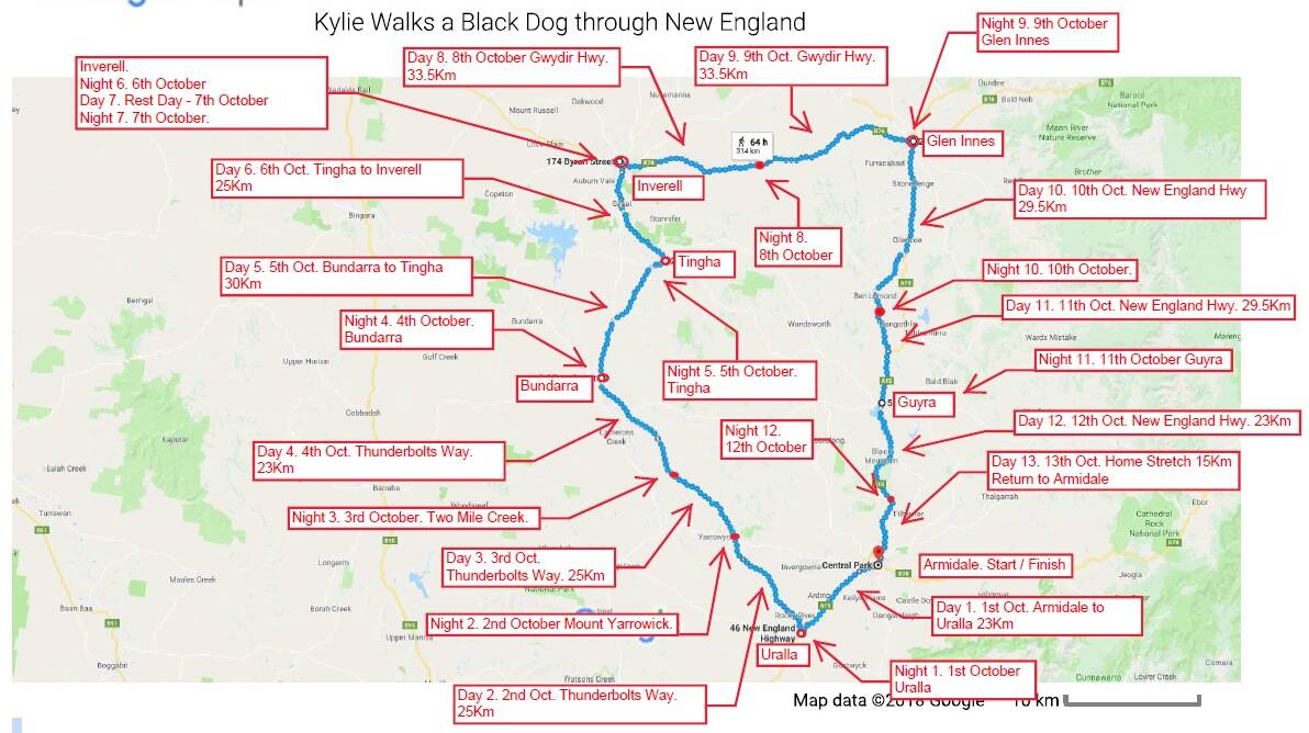 Kylie hopes her 300km walk will help fight mental health stigma