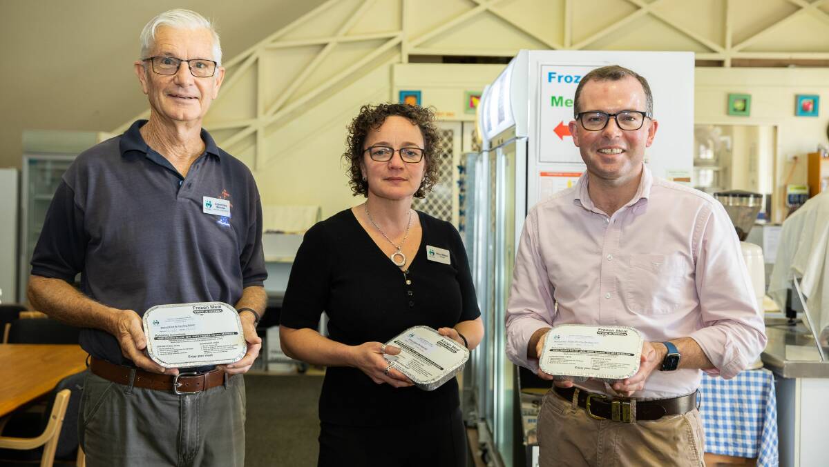Funding support for local Meals on Wheels: Armidale Uralla Meals on Wheels Management Committee President Simon McMillan, manager Kerryn Williams and Northern Tablelands MP Adam Marshall. Picture: Supplied
