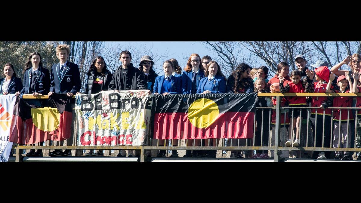 Students on the bridge during a previous Reconciliation Bridge Walk. Picture supplied
