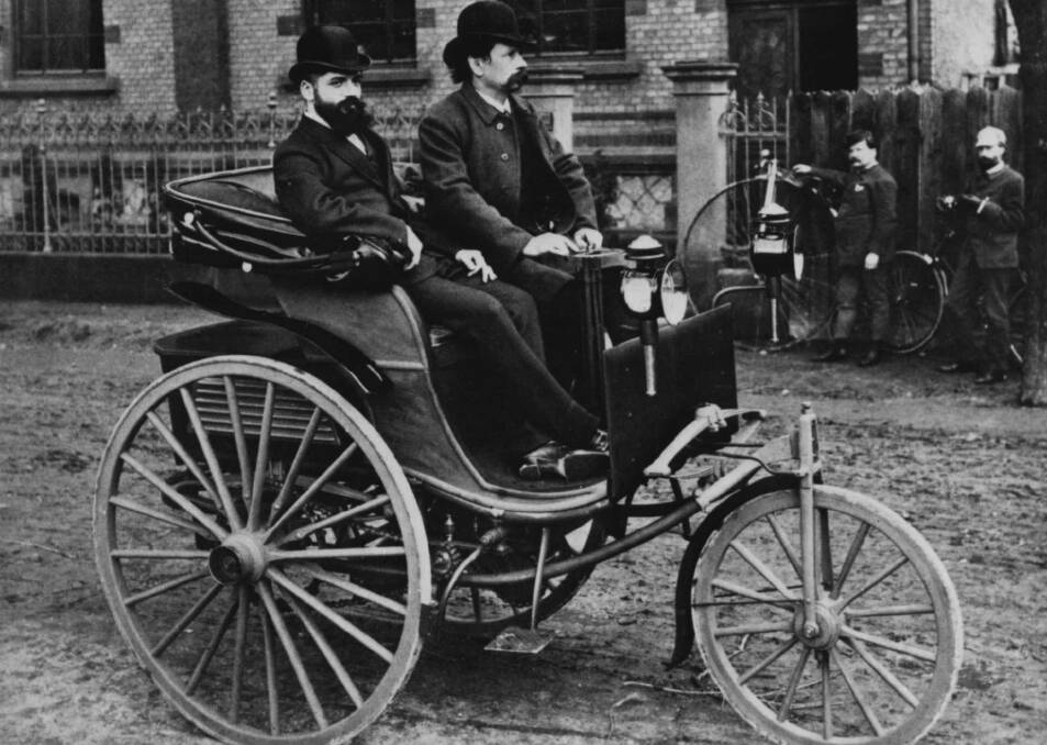 Karl Benz at the wheel of his Patent Motor Car.