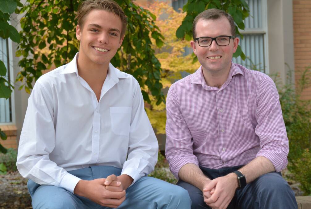 Northern Tablelands 2017 YMCA Youth Parliamentarians Jesse Streeting with Northern Tablelands MP Adam Marshall.