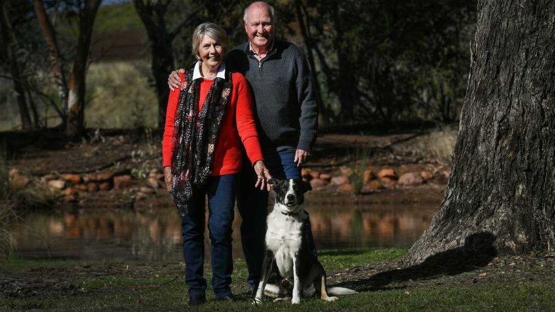 Tony Windsor with wife Lyn and dog Mack.