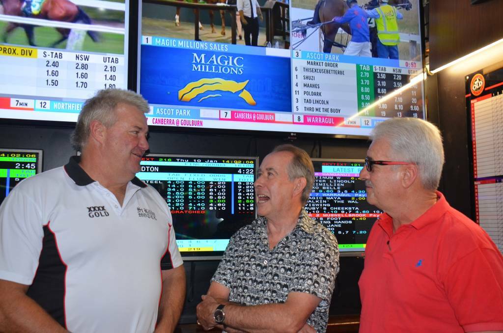 WHAT A SHAME: Yes Yes Yes co-owners Harley Payne, Garry Russell and Jim Dedes. “For three blokes from Armidale to have a Magic Millions runner is amazing," Dedes had said.