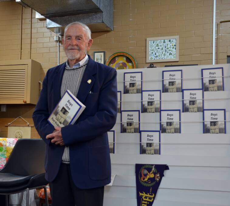TURN THE PAGE: Local author Ron Vickress launches his latest book, Boys Time, at the Reader's Companion in Armidale on Saturday afternoon. Photo: Rachel Baxter.