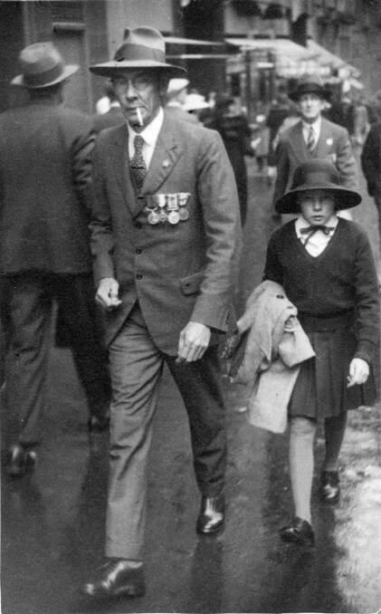 Harry Freame pictured with Grace on Anzac Day in Sydney.
