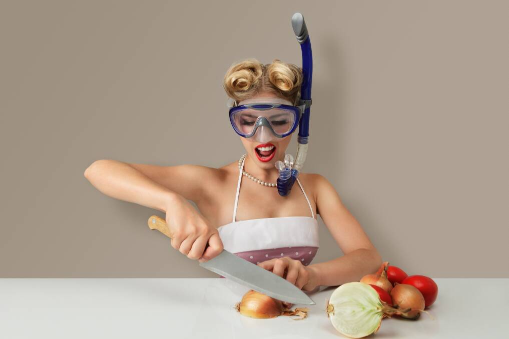 A bit extreme: A snorkel and mask might help with avoiding the tears when cutting onions, but is not very practical.