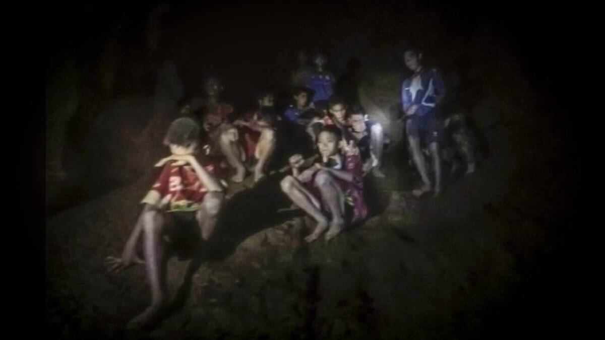 Trapped: The group of Thai youth soccer players and their coach in a partially flooded cave in Mae Sai, Chiang Rai province, northern Thailand. 