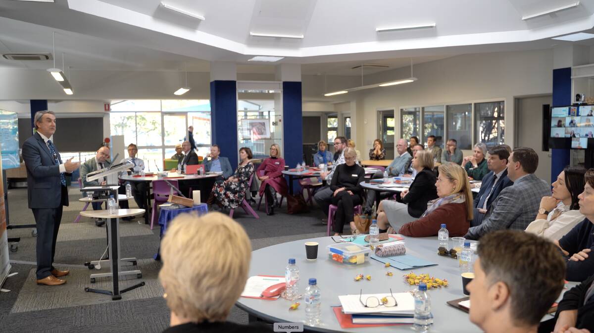 FORWARD THINKING: Chris Smyth (Director of Schools in the Diocese of Armidale) speaking at the launch of the new data learning program at Moree. 