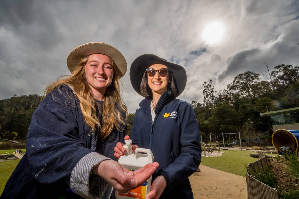 Launceston's Kate von Stieglitz, pictured with Cancer Council Tasmania's Ella French at Cataract Gorge, says she learnt the hard way that everyone is vulnerable to skin cancer. Picture: Phillip Biggs