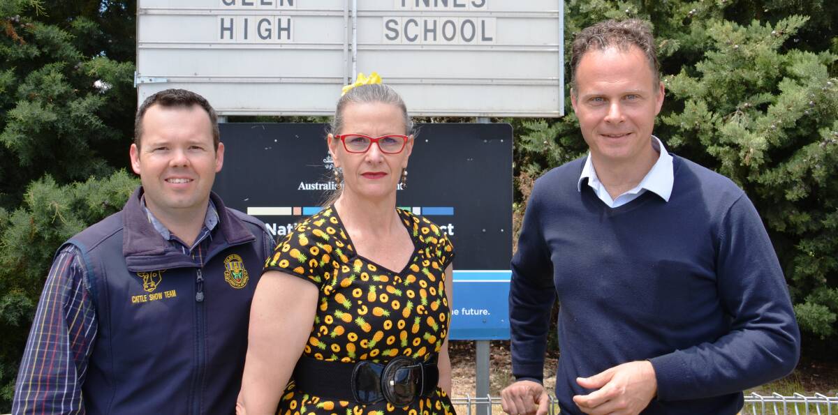 GIVING A GONSKI:  Luke Schmitzer, Susan Armstead and Mercurius Goldstein  are upping the ante in the fight for Gonski. Picture: Craig Thomson