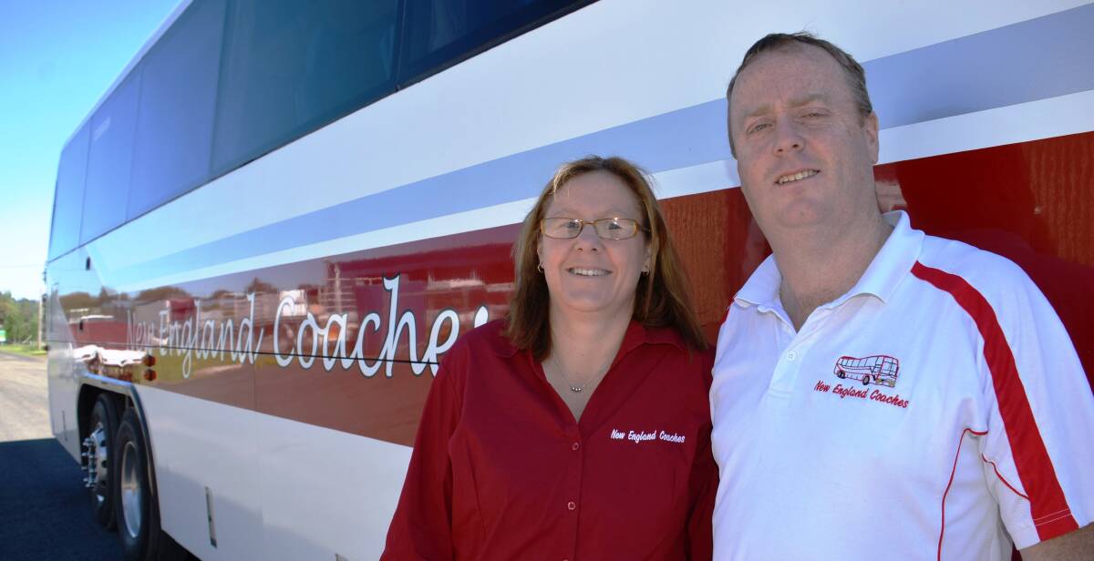 INCREASE: Glen Innes couple Daniel Arandale and Karen McAllister, who run New England Coaches have had a 40 percent increase in bookings in the last two weeks. Picture: Craig Thomson