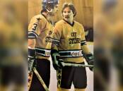 Sandi Logan (L) with defence partner Dan Pedersen for the Sydney All Stars in the NIHL in 1980. Picture: supplied