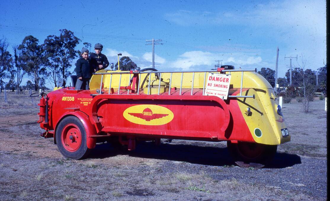 HISTORIC: A Shell refueling vehicle, which services aircraft at the Armidale Regional Airport in the late 1950s.