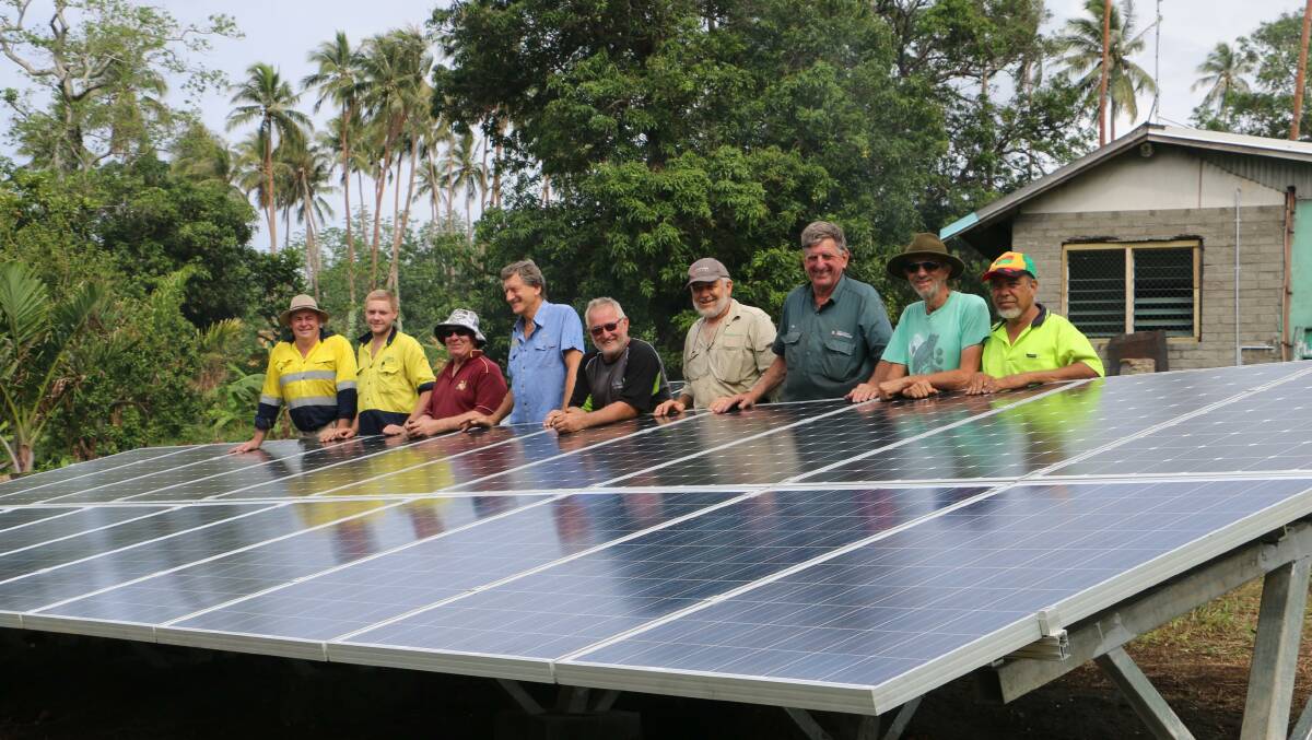 BRIGHTENING LIVES: Solar Energy Industries Association treasurer Rob Taber with a team of solar installers on Ambae Island, Vanuatu.