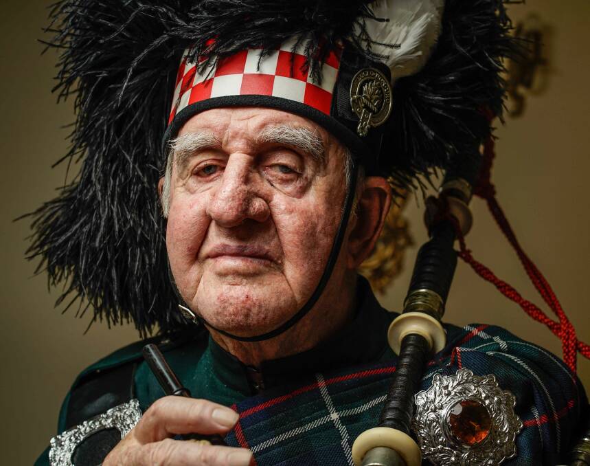 EXPERIENCE: John Leslie has played the bagpipes since 1946. Photo: MATT BEDFORD