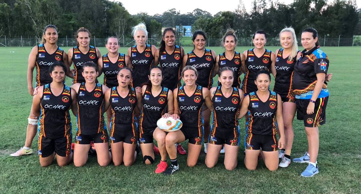CHALLENGE: Armidale's Anarla Moran, pictured standing fourth from right, was in the indigenous women's Oztag team for the World Cup. 