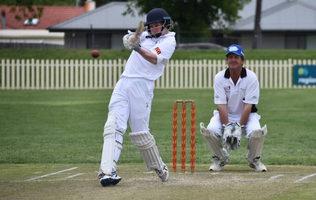 YOUNG GUN: Armidale's Sam Johnson, pictured here in the round one match against Walcha, finished as the side's second-highest run-scorer against Moree with 22. 