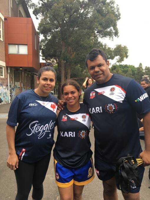 Kayla's cousin and current Roosters WNRL player Nakia Davis-Welsh, Kayla and Dean Widders. 