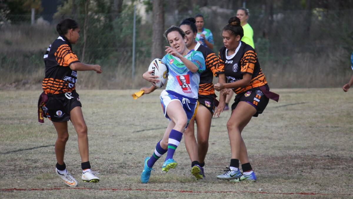 TENACIOUS: Kaydy Prater tries to run through a gap in the Tingha defence on Saturday. Photo: Layne Franks. 