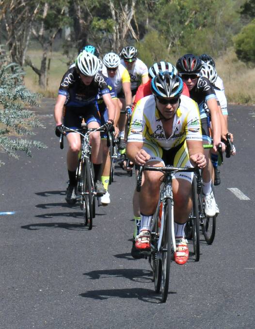 AHEAD OF THE PACK: John Scott-Hamilton wins the B grade race at Armidale Cycling Club's interclub event on Saturday against riders from Inverell and Tamworth. 