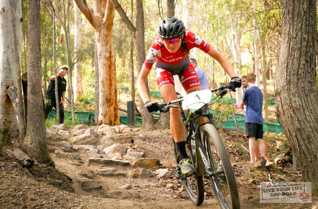 BIG MOMENT: Holly Harris secured her first elite women's national mountain bike championship with a win at the marathon titles in Brisbane on Sunday. Photo: Mountain Bike Australia. 