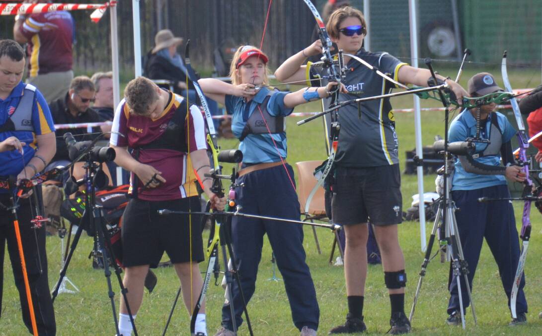 Ella-rose Carson competing at the National Youth Archery Championships in Armidale this week. 