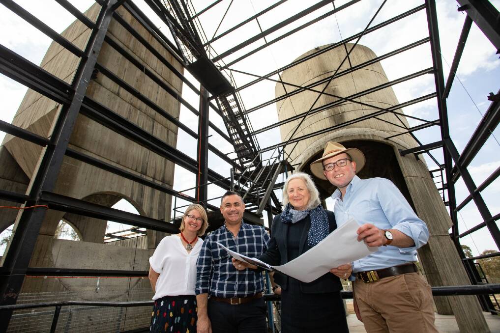 NEXT STEPS: Announcing funding for the UNE Boilerhouse project last year, UNE Discovery Program Leader Dr Kirsti Abbott, left, Deputy Premier John Barilaro, UNE Vice Chancellor Brigid Heywood and Northern Tablelands MP Adam Marshall. Picture: SUPPLIED