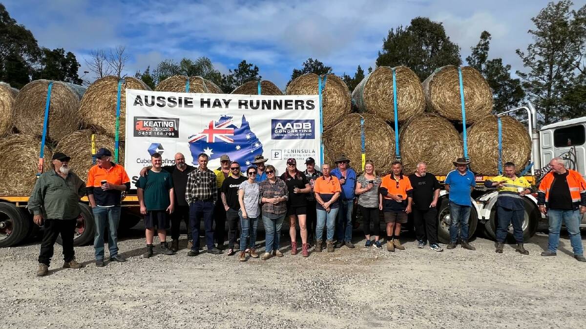 The Aussie Hay Runners pictured late last year when a convoy of 26 trucks delivered hay donations to Inverell. A convoy of 12 trucks will visit next week. 
