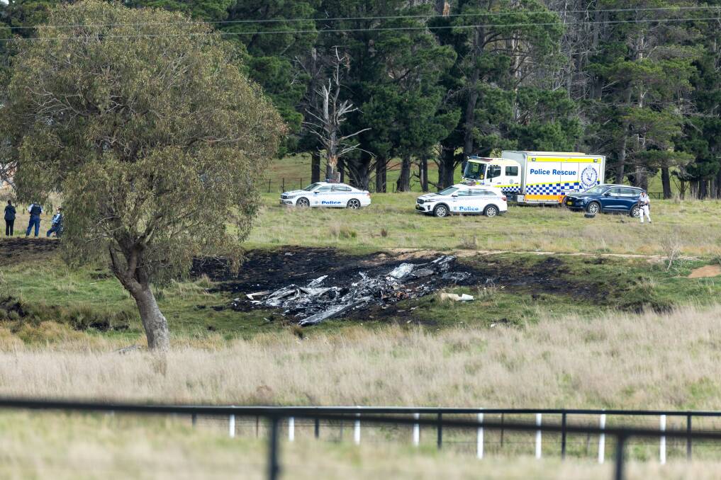 The scorched crash site in Gundaroo: Picture Gary Ramage