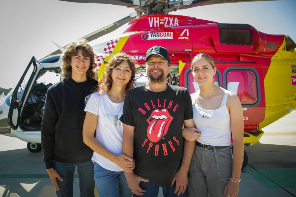 Alan Nightingale and his family. Picture by Westpac Rescue Helicopter Service
