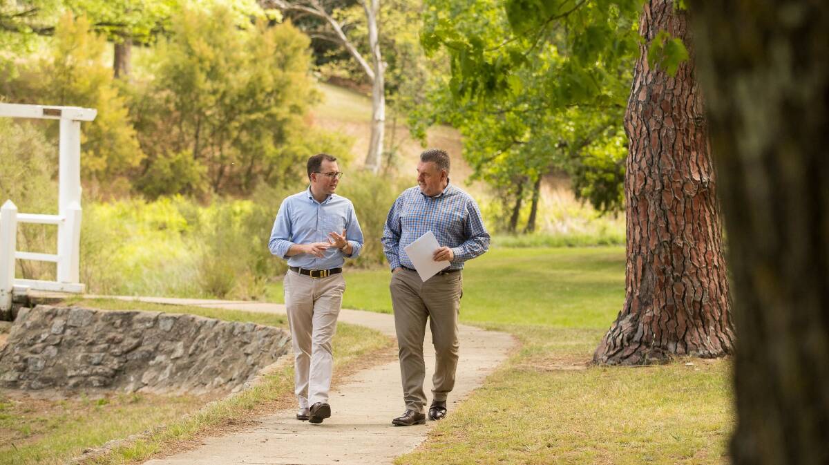 SHARED PATHS: Northern Tablelands MP Adam Marshall with Uralla Shire Mayor Mick Pearce. Photo: Supplied
