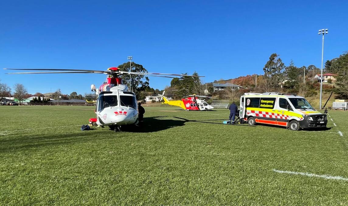 EMERGENCY: Two rescue helicopters and six ambulances made up part of the emergency response. Photo: NSW Ambulance