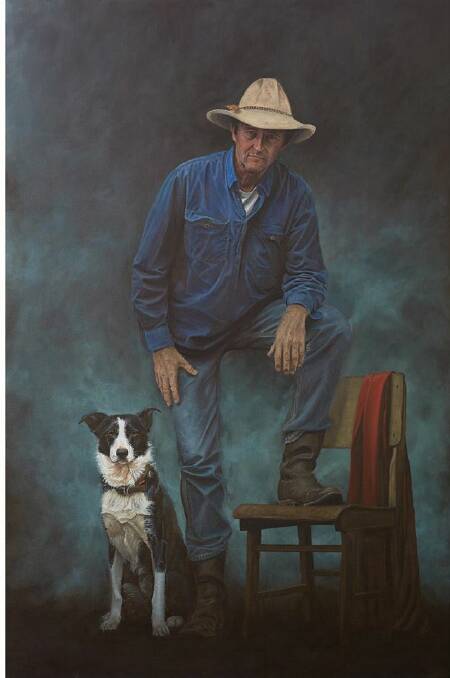 INSPIRED: David Darcy's portrait of Armidale's Bernie Shakeshaft and his dog is a finalist in the Shirley Hannan National Portrait Award. Photo: Supplied by David Darcy