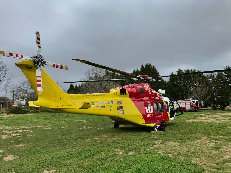 EMERGENCY: A man has been airlifted to a Sydney hospital after suffering serious burns in a fuel explosion. Photo: Westpac Rescue Helicopter Service