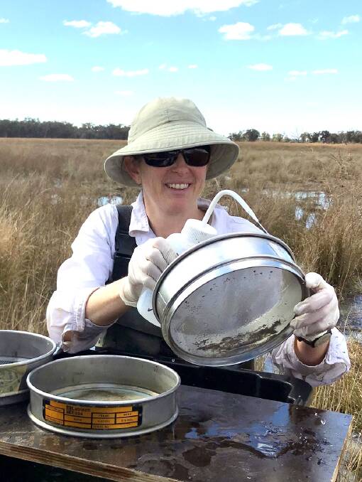 Lindsey Frost works at Old Dromana during a recent field trip to the site.
