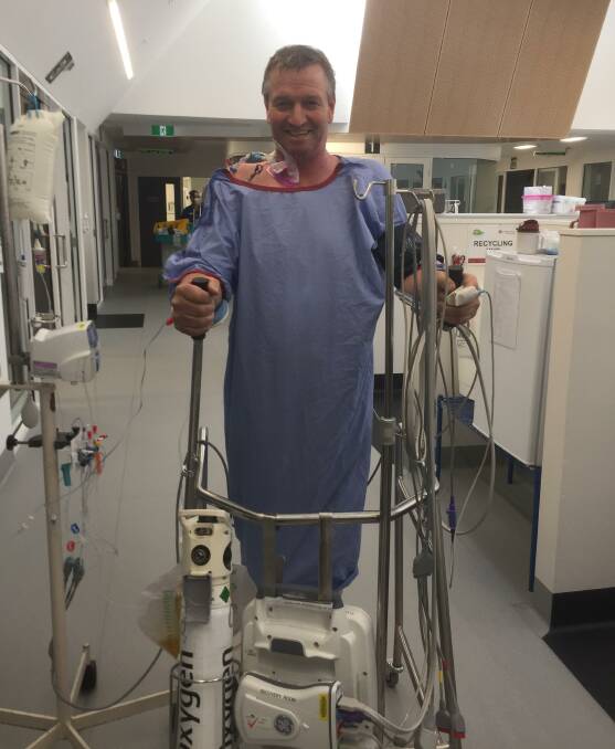 TOUGH TIME: Andrew Wiedemann recovery from double bypass surgery in Geelong in August. Picture: CONTRIBUTED