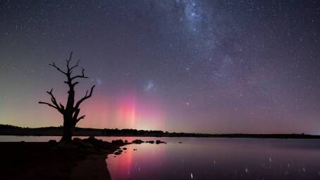 Majestic: The Aurora Australis over Cairn Curran in July 2022. Picture: MARK POLSEN