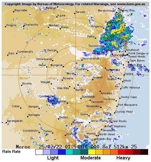 DRENCHED: A coastal trough has caused flash flooding in parts of eastern QLD with more rain expected today. Image: Bureau of Meteorology.