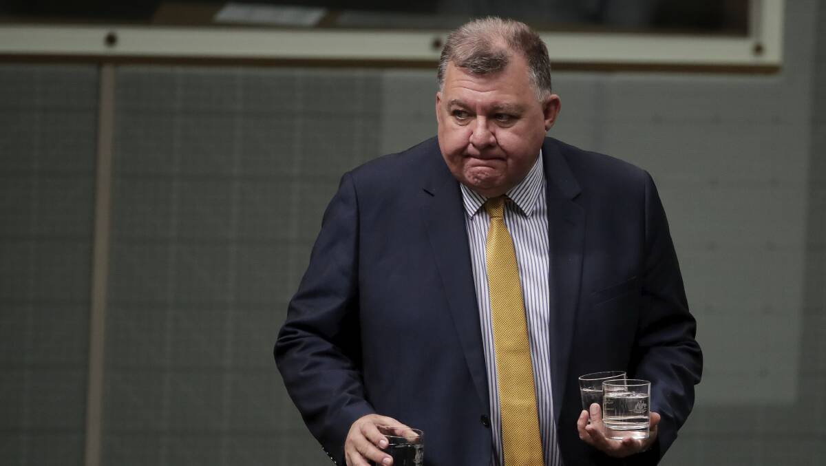 Liberal MP Craig Kelly photographed in parliament in July: Accuses the NAB of virtue signalling to climate extremists in its decision to stop lending to coal. Picture: Alex Ellinghausen