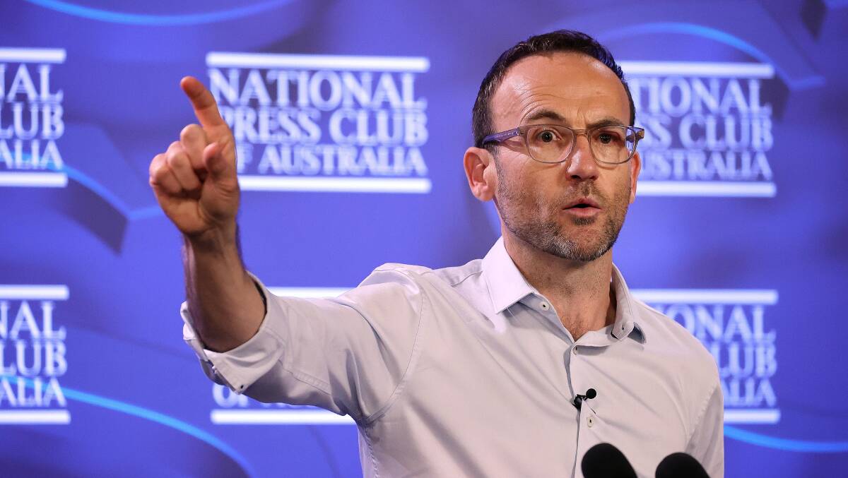 The federal election was drifting far from being the contest of ideas that it should be, Adam Bandt lamented at the National Press Club. Picture: AAP