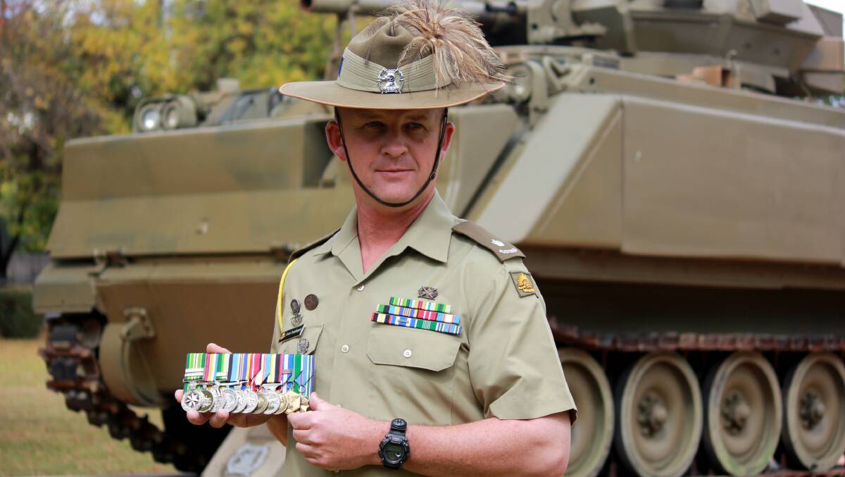 GRATEFUL: 12/16 Hunter River Lancers Major Grant Prendergast reflects on his life in the military. Photo: Madeline Link