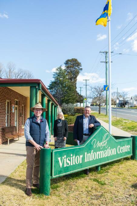 NEW LOOK: Northern Tablelands MP Adam Marshall, Uralla Shire Council general manager Kate Jessep and mayor Michael Pearce.