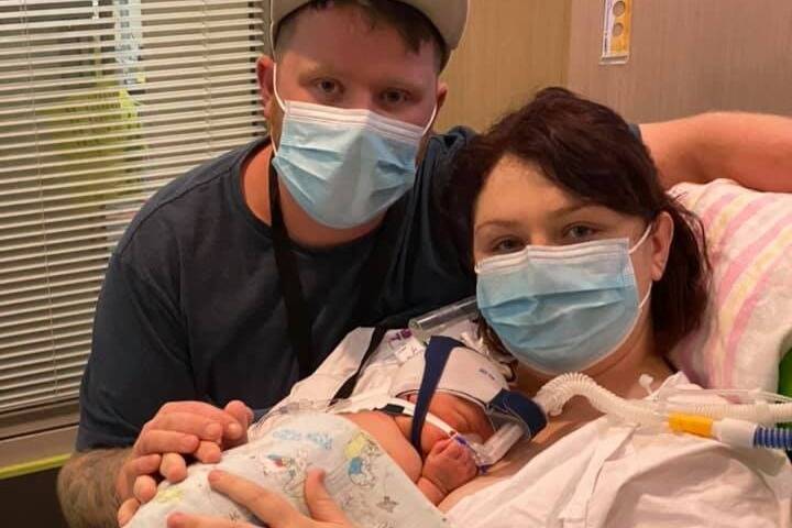 TOUGH TIMES: Michael and Sophie McKay with their new baby Harrison. Photo: Supplied