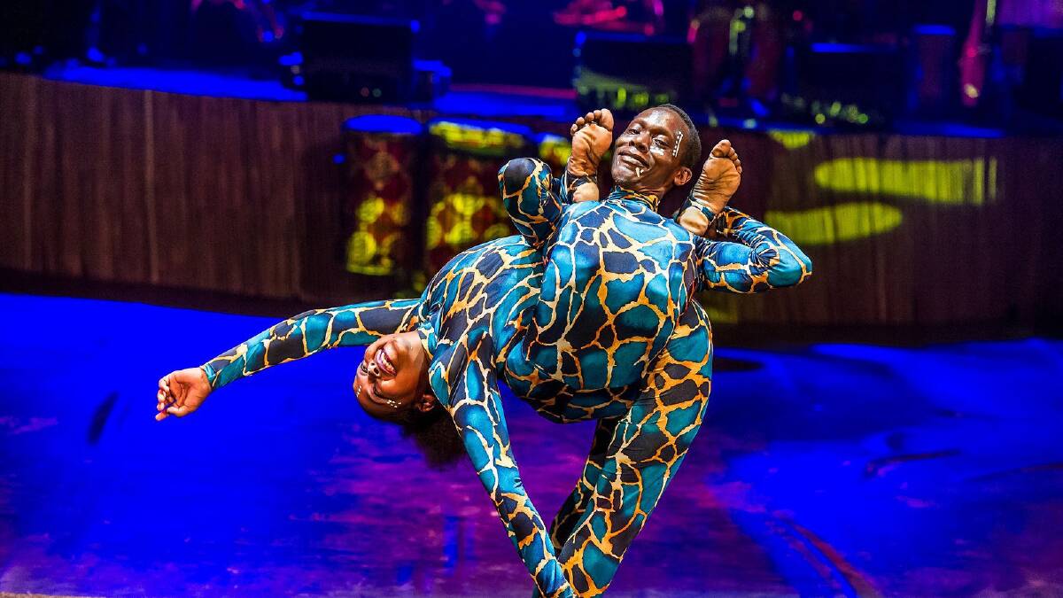 UNUSUAL MOVES: Cirque Africa contortionists Lazarus Gitu Mwangi "The Snake Man" and Soliana Ersie perform on stage. Photo: Ackaiusz Rejman.