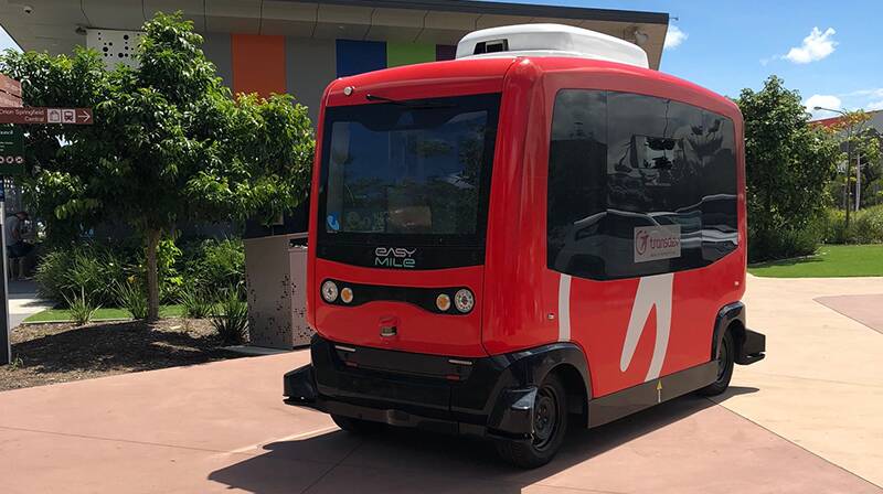 EASY MILE: One of the driverless shuttles in Ipswich.