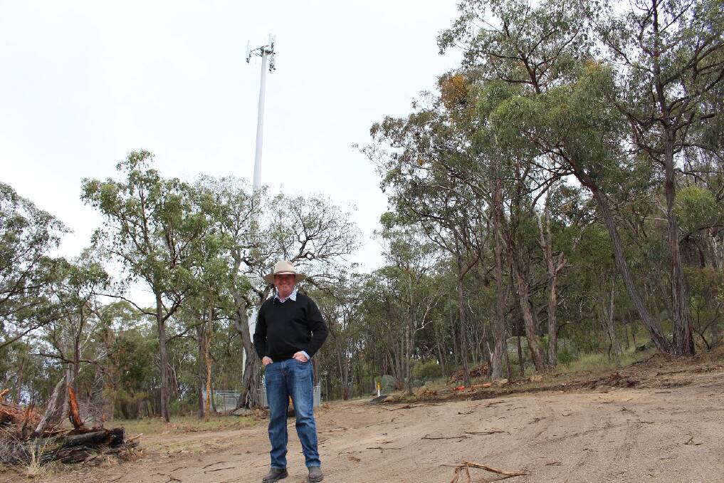 ISSUES: Member for New England Barnaby Joyce at the Balala Mobile Blackspot Program tower paid for by the federal government.
