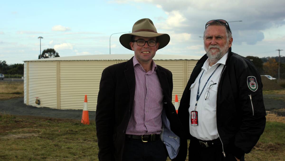 FULLY OPERATIONAL: Northern Tablelands MP Adam Marshall with RFS superintendent Steve Mepham at the Regional Firefighting Airbase.