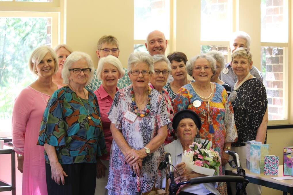 BIRTHDAY BASH: Centenarian Joyce Gow celebrated her birthday with members of the Armidale Red Cross at their meeting on Wednesday at the St Peter's Parish Hall.
